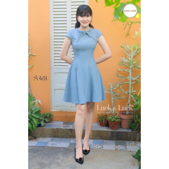 Đầm form A - Màu Xanh Dương