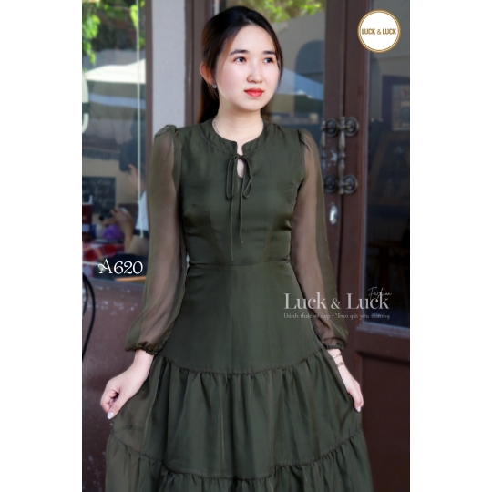 Đầm voan tay dài no co