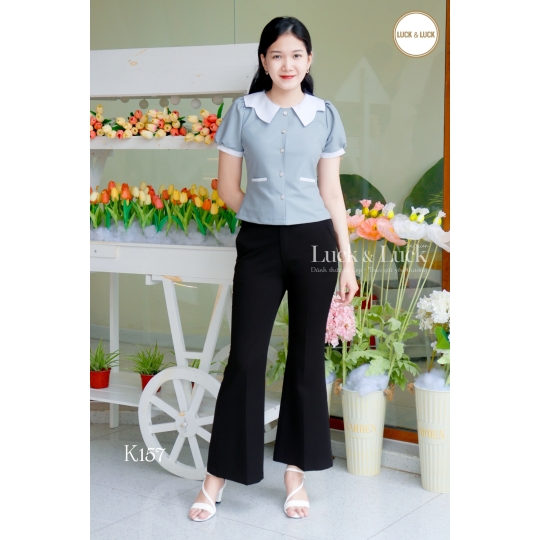 Áo sơ mi phối cổ 