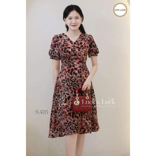 Đầm xòe cổ V tay ngắn