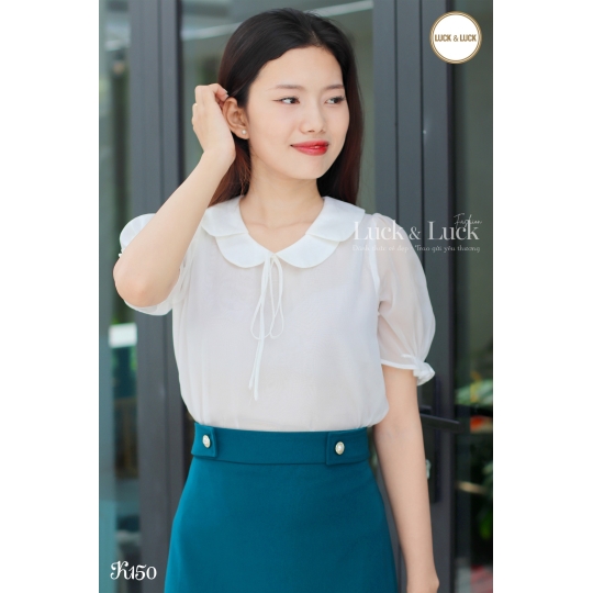 Sơ mi cổ sen - Màu Trắng