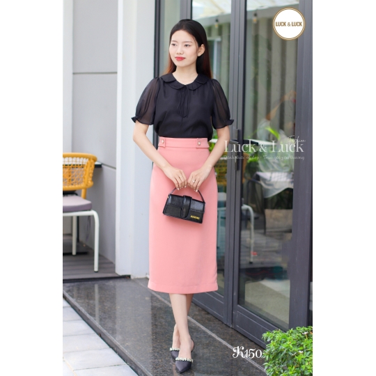Sơ mi cổ sen - Màu Đen
