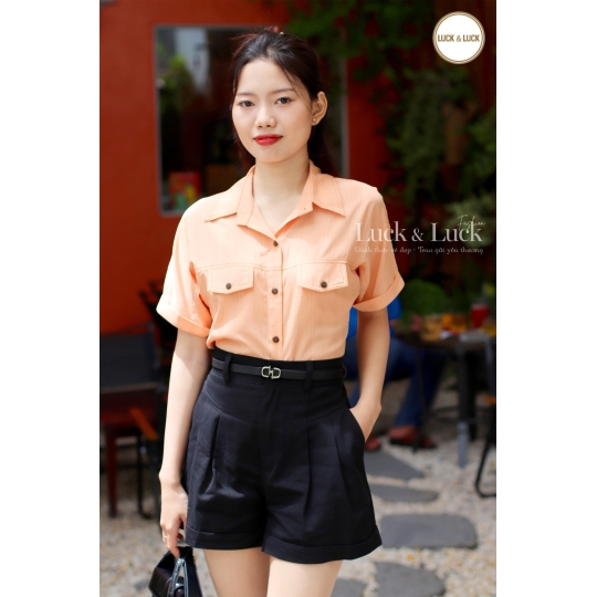 Áo sơ mi túi trước - Màu Cam