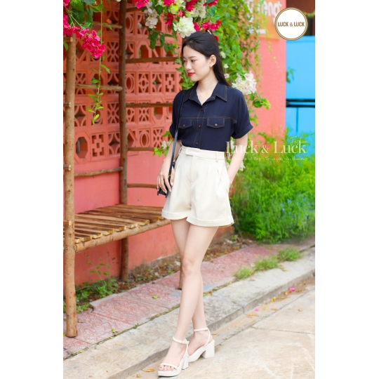 Áo sơ mi túi trước - Màu Đen