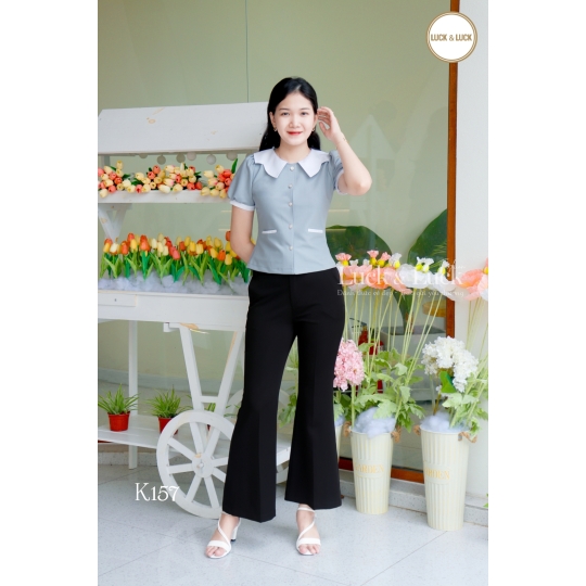 Áo sơ mi phối cổ 