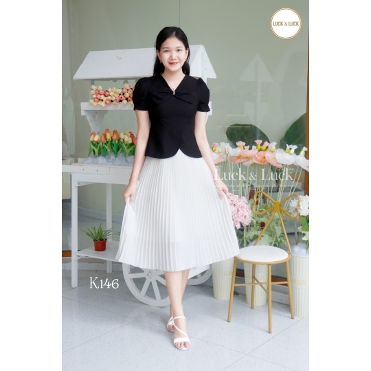 Áo sơ mi nữ công sở dáng peplum phối nơ cổ