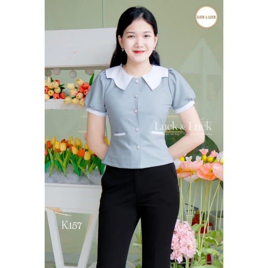 Áo sơ mi phối cổ 