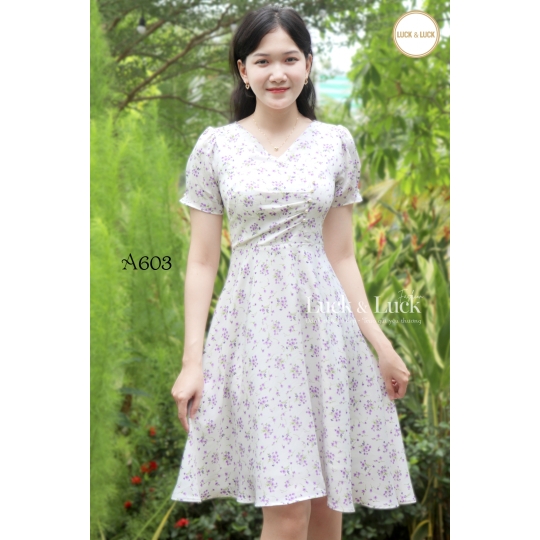 Đầm xòe cổ V ngắn tay