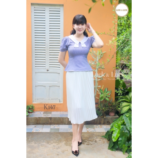 Áo sơ mi cổ sen - Màu Tím