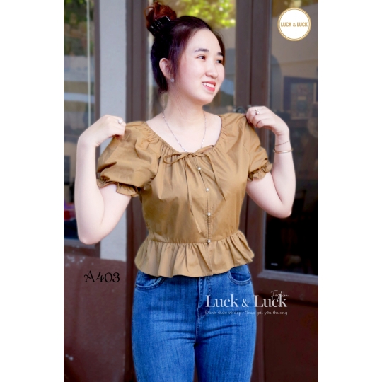 Áo kiểu tay bí cổ nơ