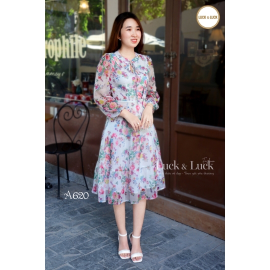 Đầm voan tay dài no co