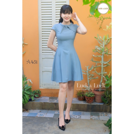 Đầm form A - Màu Xanh Dương