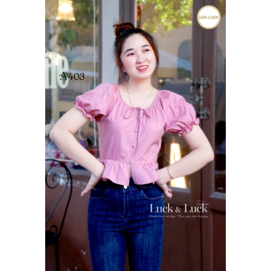 Áo kiểu tay bí cổ nơ