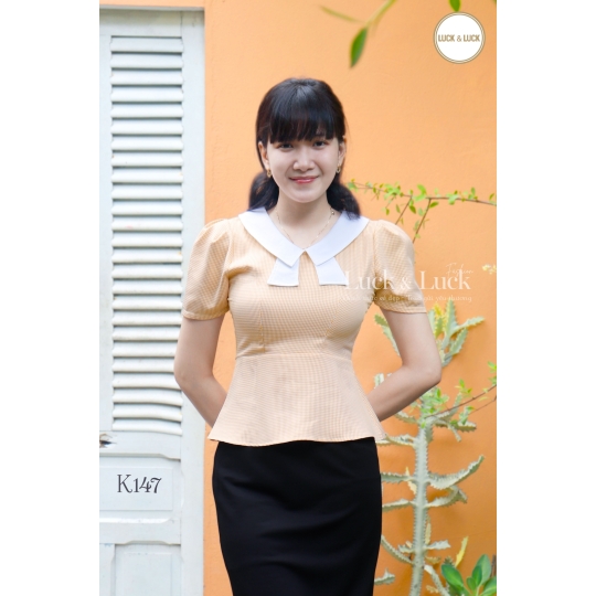 Áo sơ mi cổ sen - Màu Vàng