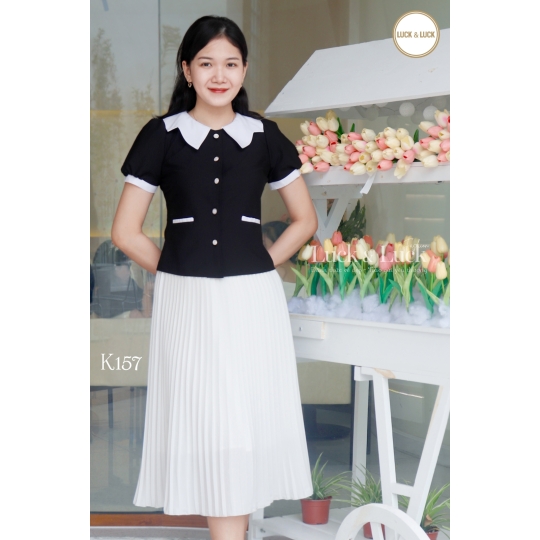 Áo sơ mi phối cổ 