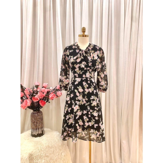 ĐẦM XÒE TAY LỠ MS CÓ NƠ CỘT_ĐEN